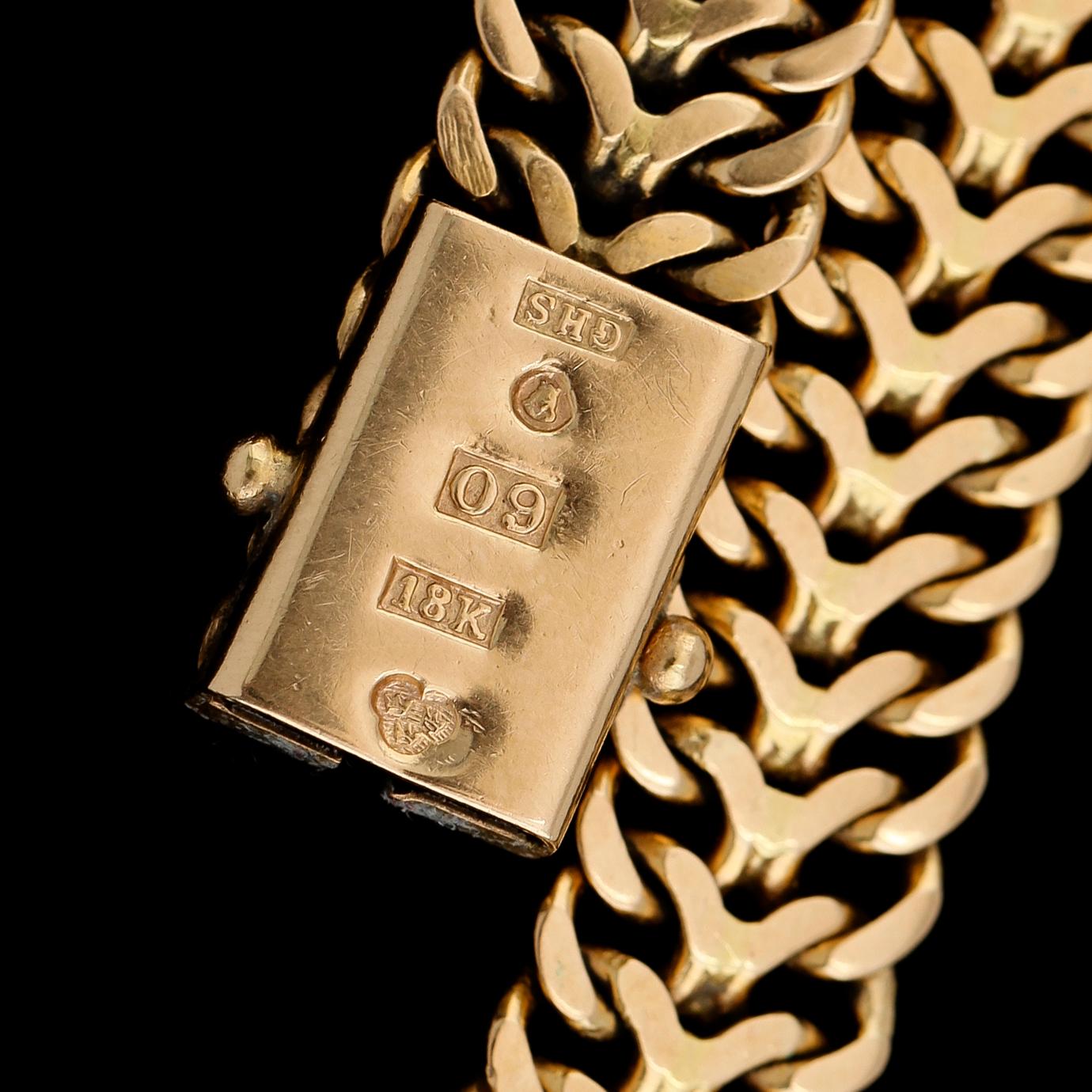 ARMBAND, 18K guld, svenska stämplar, 1964. Total vikt ca 30 g.