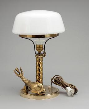 BORDSLAMPA, mässing, omkring 1900.