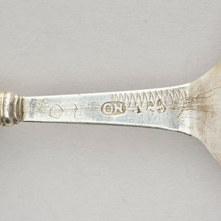 A Swedish 18th century silver spoon, mark of Nils Orstedt, Norrköping 1767.