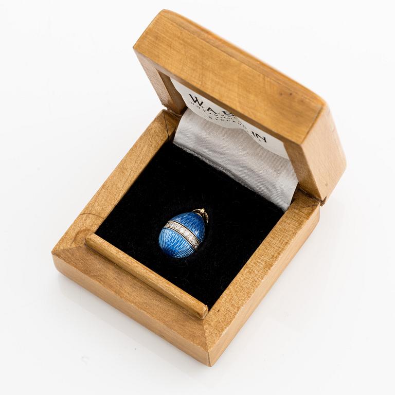 W.A Bolin, jeweled egg with blue and black enamel and a band of brilliant-cut diamonds.
