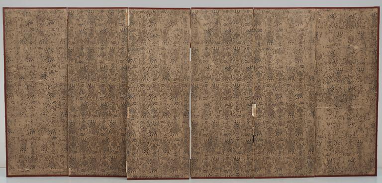 GOLVSKÄRM, 2 skärmar med tot 12 delar, Japan, 1800/1900-tal.