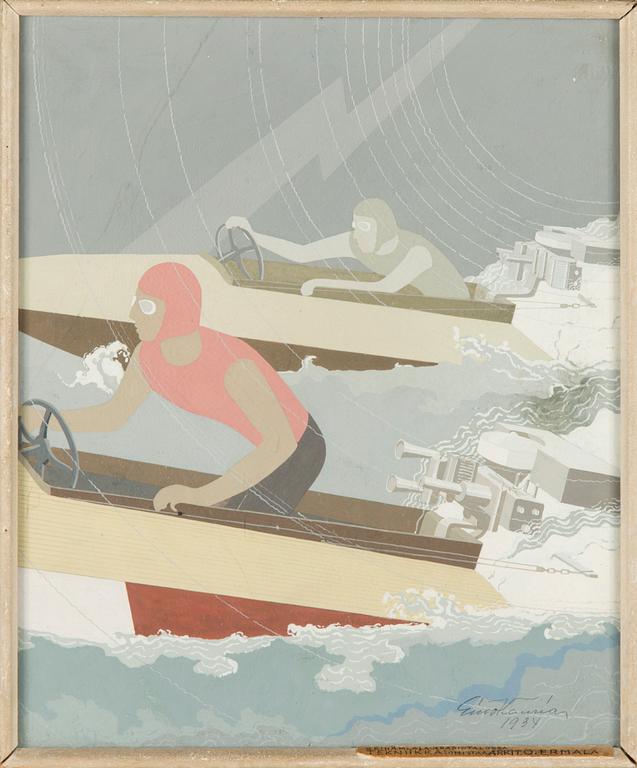 Eino Kauria, guassi, signeerattu ja päivätty 1934.