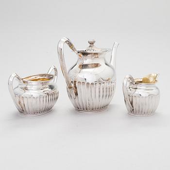 A three-piece gadrooned silver coffee set, Helsinki and Turku 1911 and 1914.