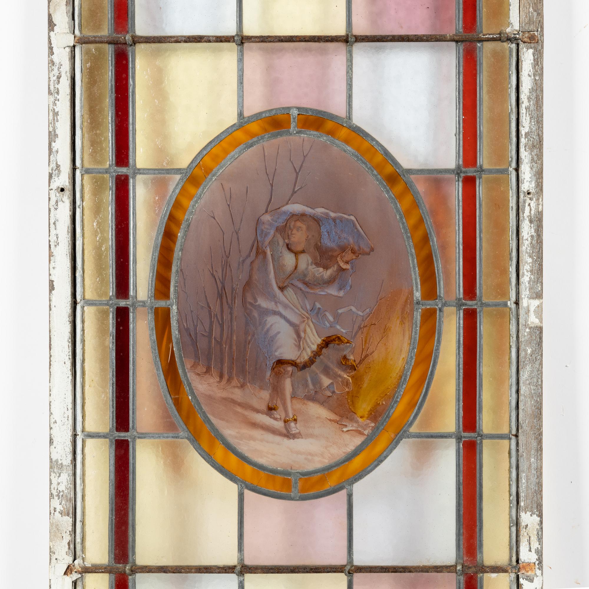 Stained glass window, circa 1900.