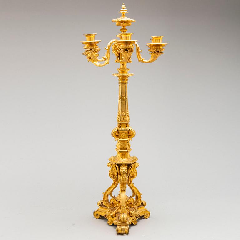 CANDELABRUM, gilt-bronze, 19th century.