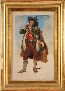 Okänd konstnär, 1800-tal, Italiensk man med flöjt.