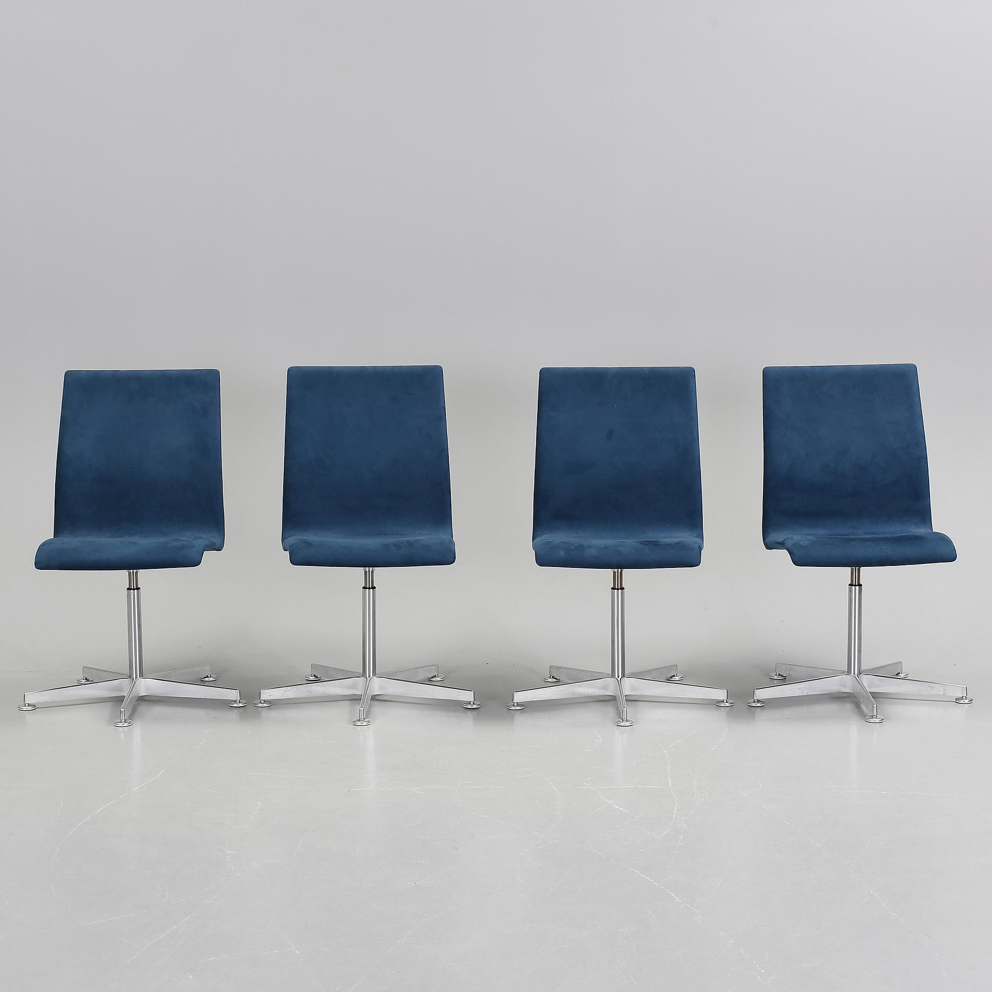 SKRIVBORDSSTOLAR, 4 st, "Oxford", Arne Jacobsen, Fritz Hansen, 1990/2000-tal.