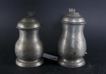 SKÄNKSTOP, 2 st, tenn, 1800-tal.