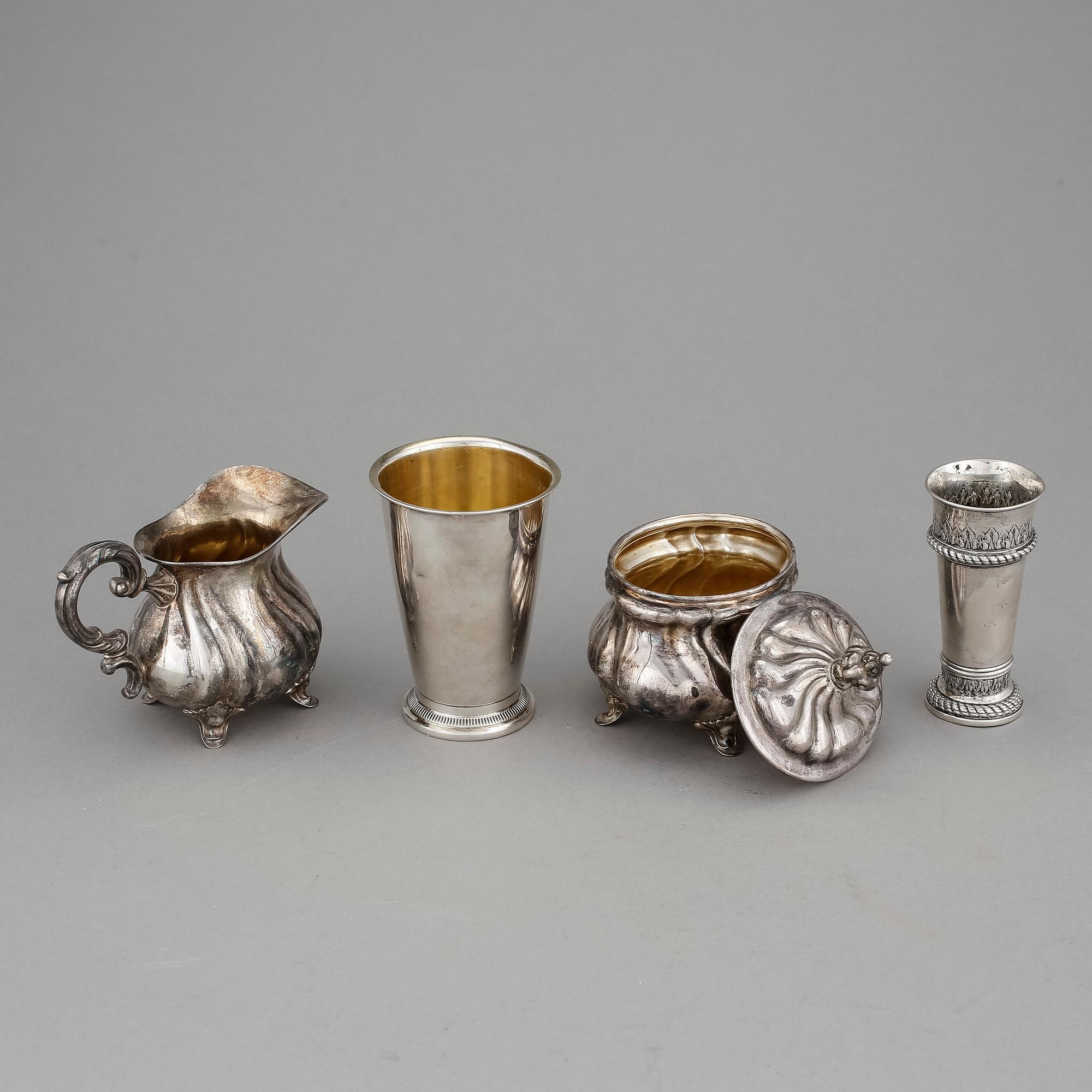 PARTI SILVER, 4 delar. Bl a Befa Guld- & Silvervarufabrik, Göteborg 1966. Totalt ca 410 g.