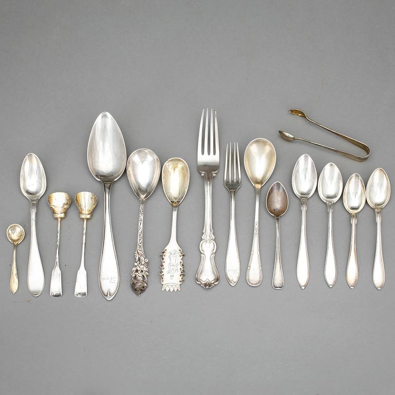PARTI SILVER, mestadels Sverige, 1800/1900-tal. Totalvikt: ca 548 gram.