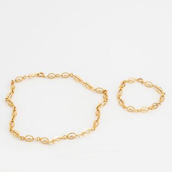 ARMBAND och HALSBAND, 18K guld, fantasilänk.