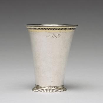 A Swedish 18th century parcel-gilt silver beaker, mark of Gottfried Dubois, Stockholm 1729.