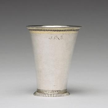 A Swedish 18th century parcel-gilt silver beaker, mark of Gottfried Dubois, Stockholm 1729.