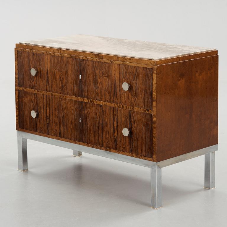 A Swedish palisander and birch chest of drawers and a commode, possibly by Ture Ryberg, J. E Blomqvist, Uppsala ca 1930.