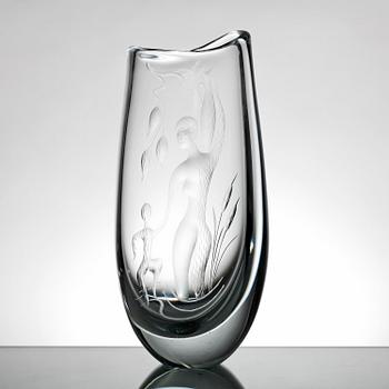 Gunnar Nylund · VAS, glas, Gunnar Nylund för Strömbergshyttan, sign.