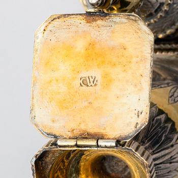 Two 18th century parcel-gilt silver snuff-box, one with mark CW, possibly Denmark.