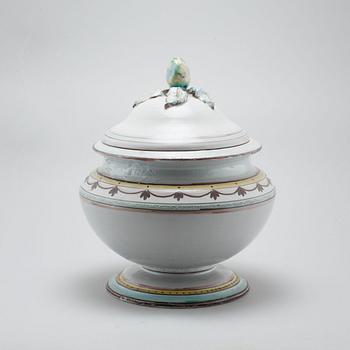 A unique earthenware soup terrine by GABRIEL BURMEISTER for Upsala Ekeby, dated 1921.