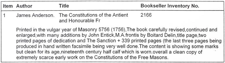 BOK, "Constitutions of Masonry", James Anderson, 1756.