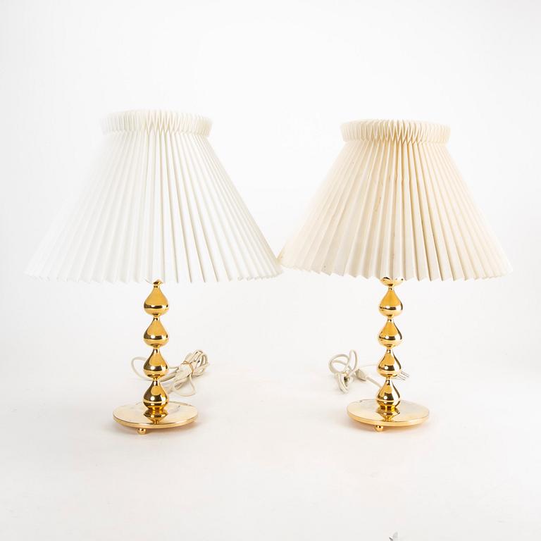 A pair of 24 carat gold plated "Teardrop" table lamps by Hugo Asmussen, Denmark, second half of the 20th century.