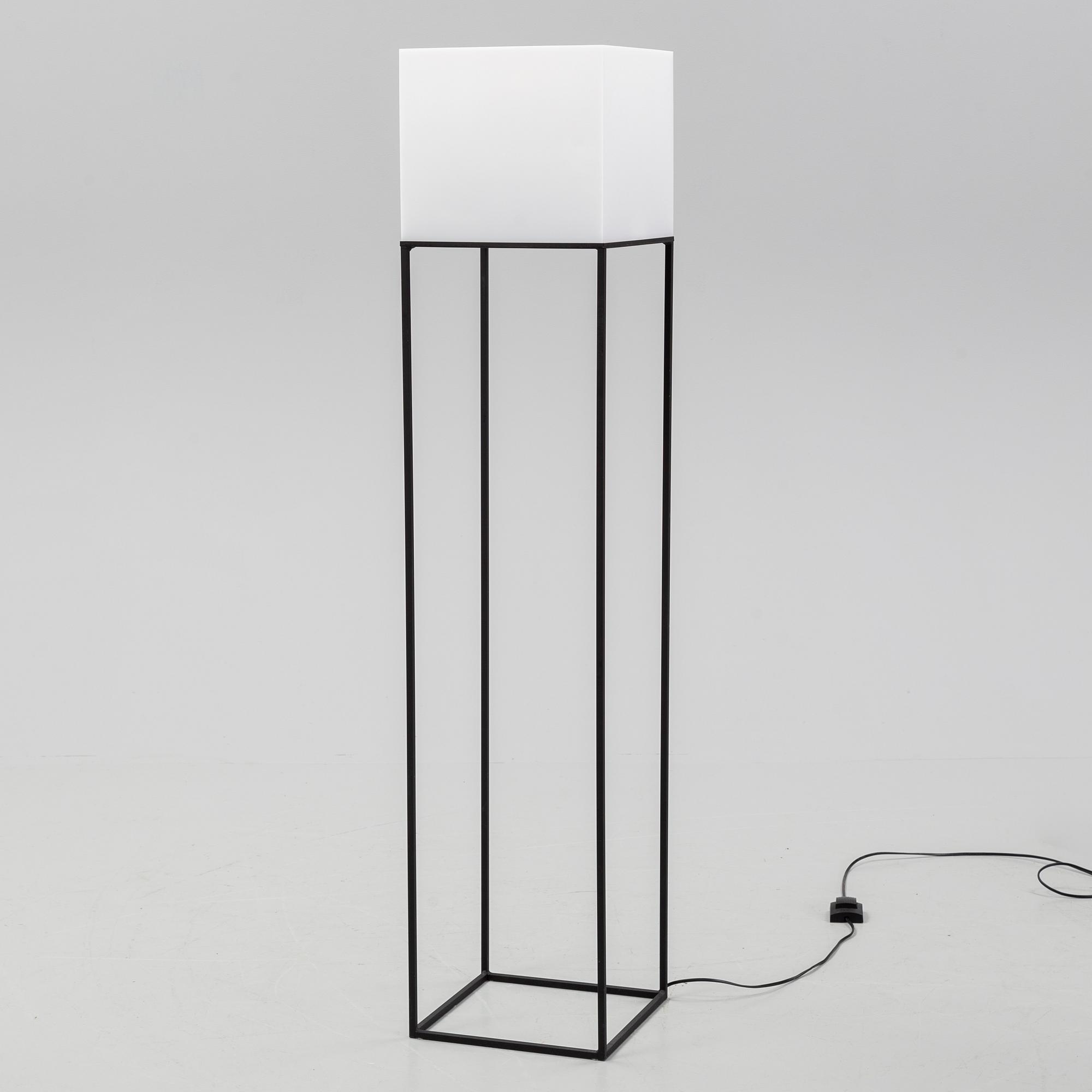 An acrylic and aluminum floor lamp, Søberg Lystek Denmark.