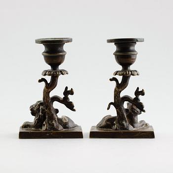 LJUSSTAKAR, 1 par, brons, empire, tidigt 1800-tal.