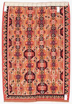 A double-interlocked tapestry bed cover, c. 188 x 129 cm, Scania, Färs, Gärds or Villands district, around 1800-1830.
