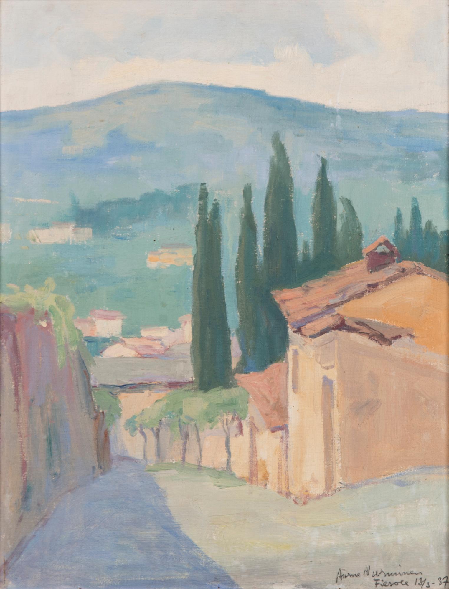 AARNE NURMINEN, olja på skiva, signerad och daterad Fiesole 18/3 1937.