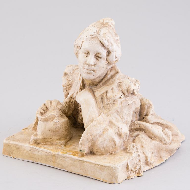 EMIL WIKSTRÖM, patinated plaster sculpture, signed.