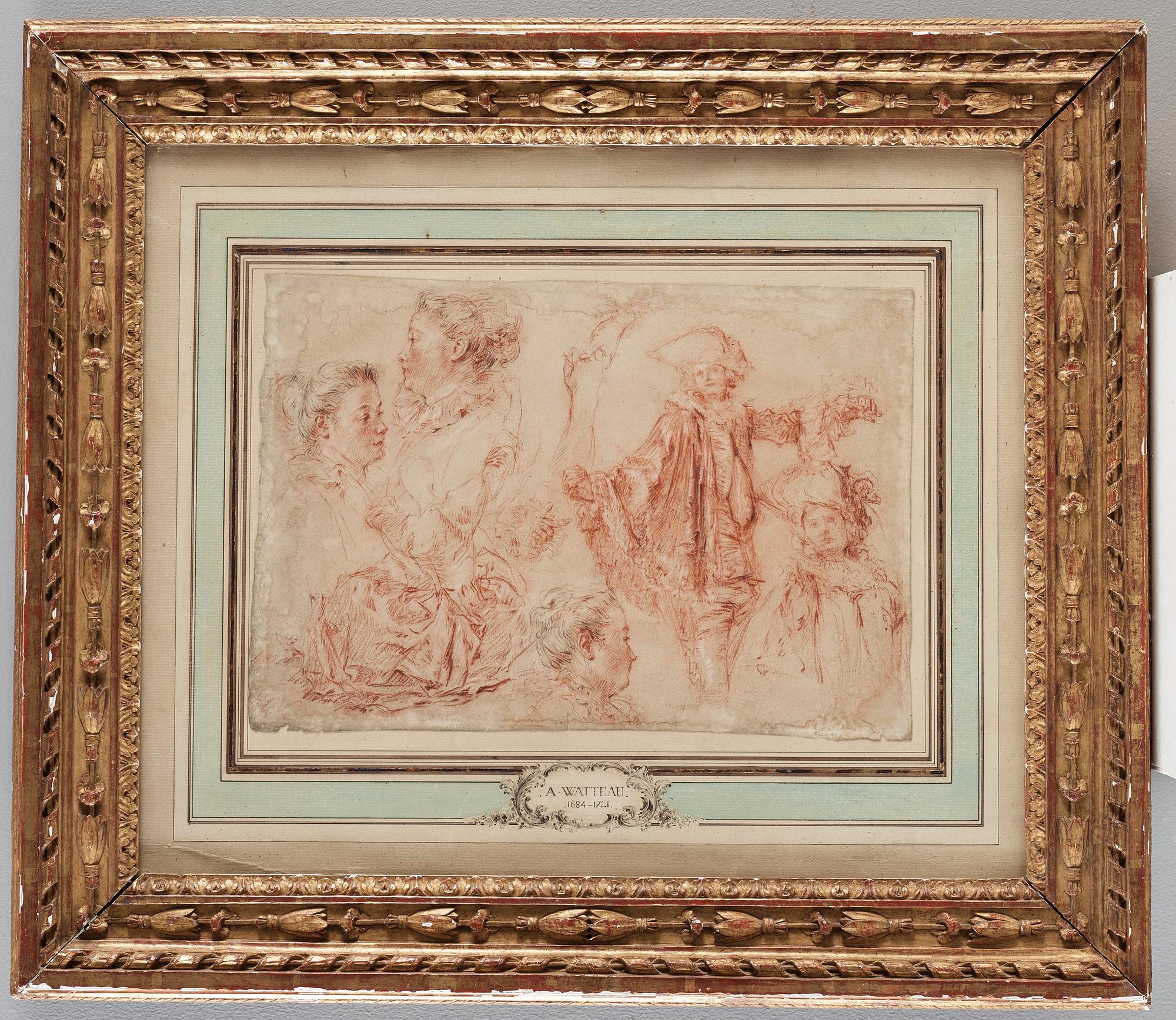 Jean-Antoine Watteau Hans krets, Figurstudier.
