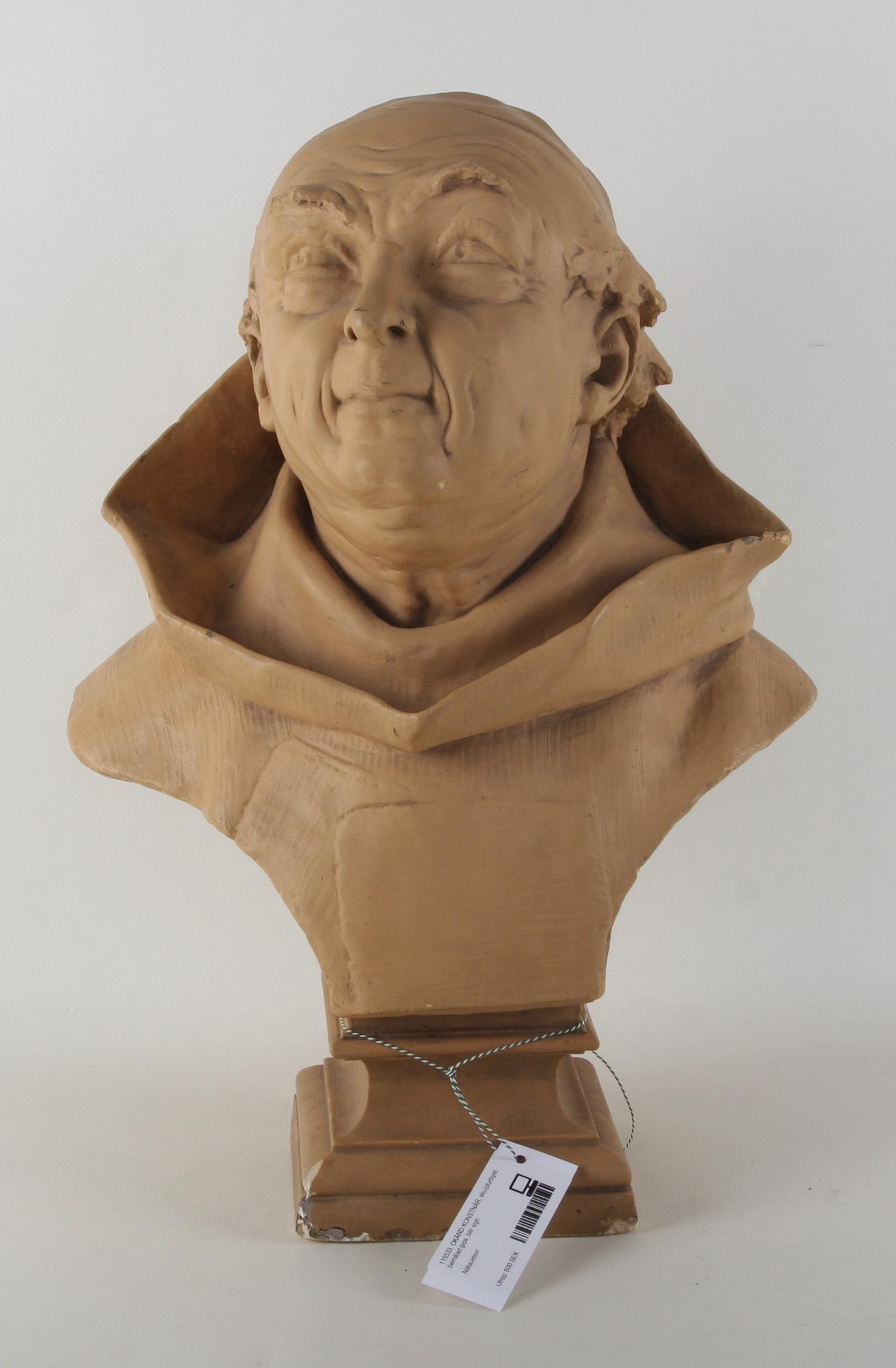 OKÄND KONSTNÄR, skulpturbyst, bemålad gips, bär sign.