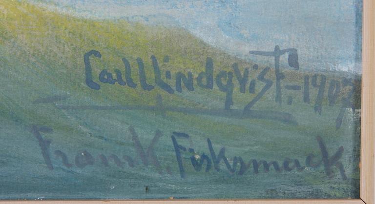 LINDQVIST, L, CARL, gouacher på pannå, 2 st, sign o dat, 1907, 1908.