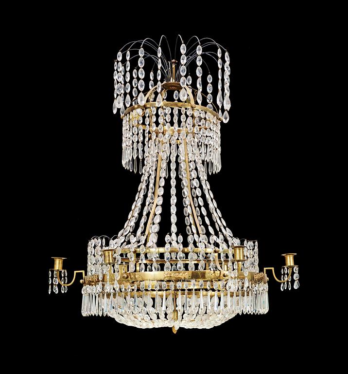 A late Gustavian circa 1800 seven-light chandelier.