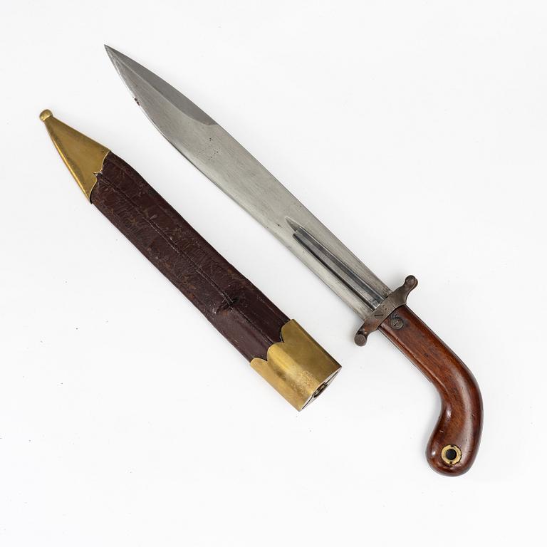 Combination weapon, Prison guard cutlass m/1865, with sheath.