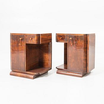 Bedside tables, a pair, first half of the 20th century.