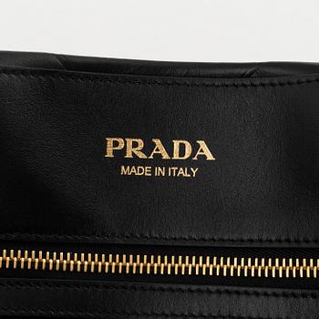 Prada, a black leather bag.
