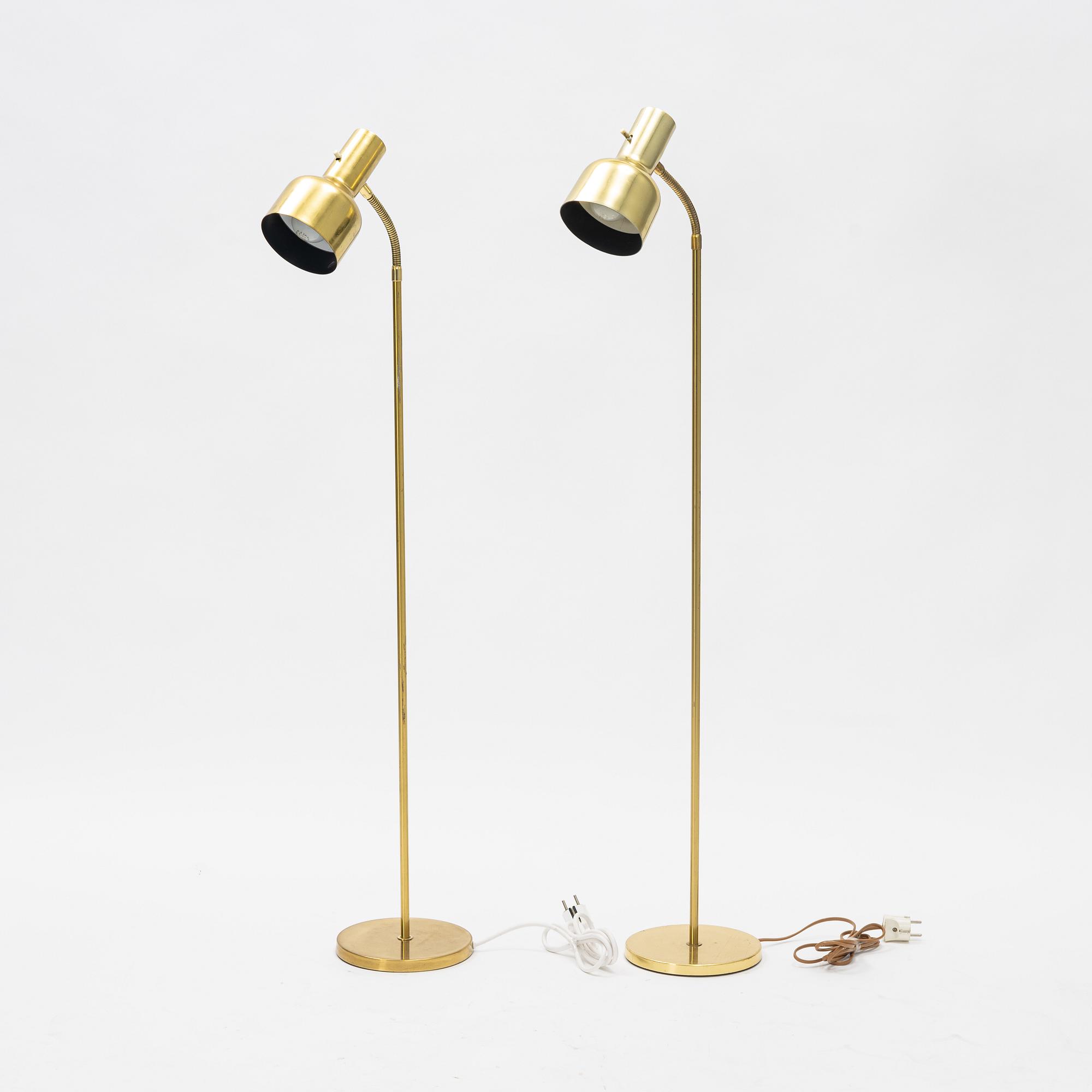 A pair of brass floor light from Möller Armatur, second part of the 20th Century.