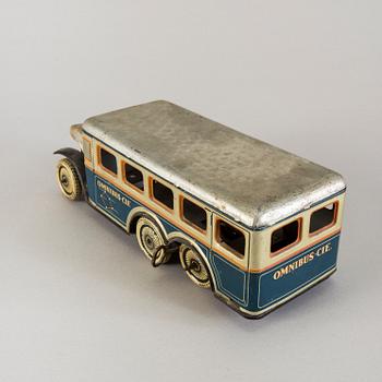 A Günthermann tinplate "Omnibus Cie" toy bus, Germany, 1930s.