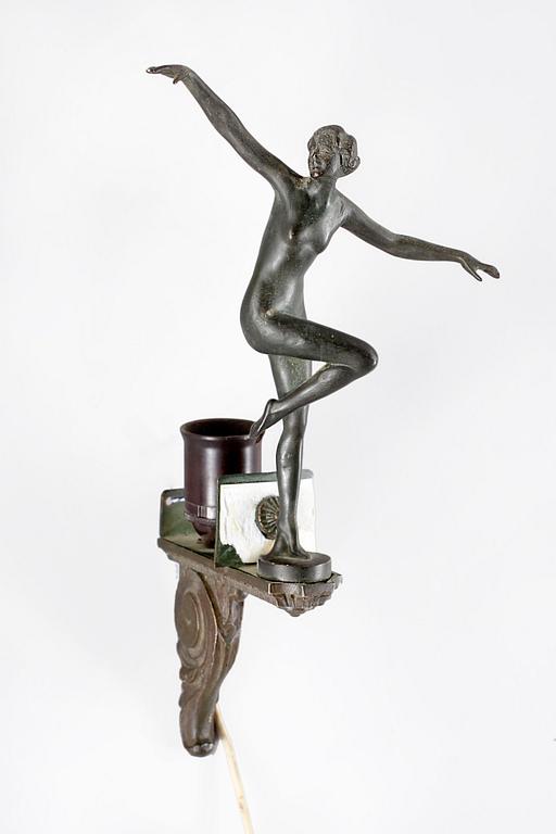 VÄGGLAMPETT, brons, art deco, 1920-tal.