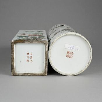 VASER, 2 st, porslin, 18/1900-tal. Guangxu resp Qianlongs märke.