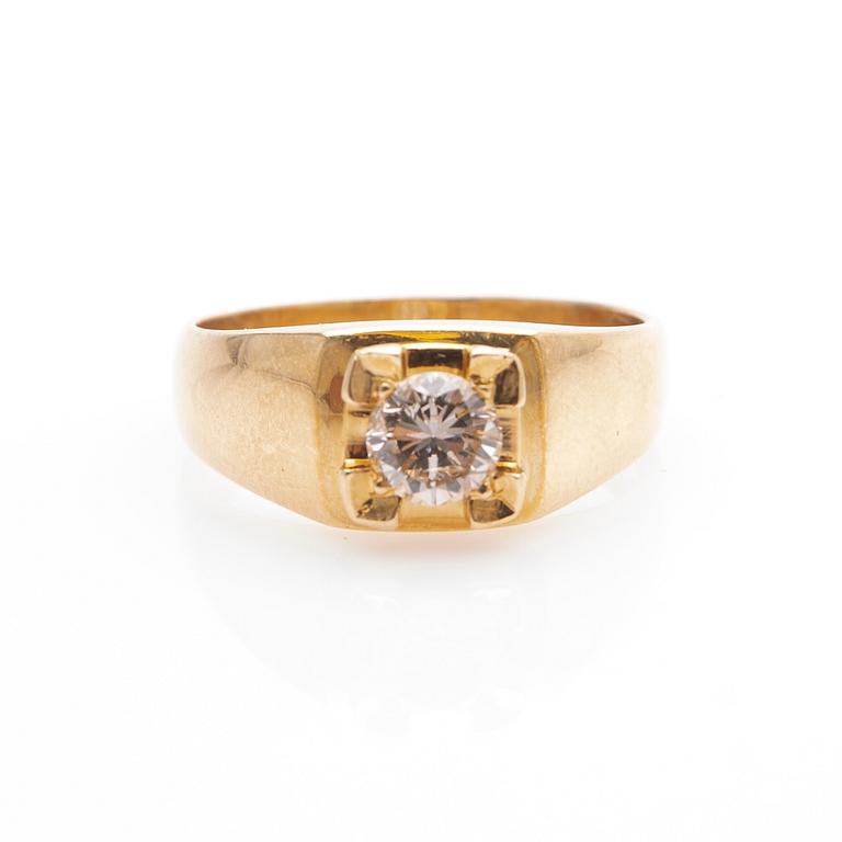 Ring, 18K gold with brilliant-cut diamond.
