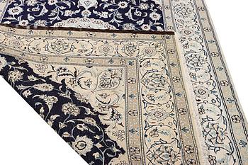 A part silk Nain rug, 9LA, c. 292 x 190 cm.