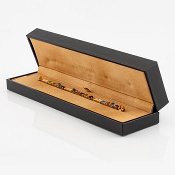A Bulgari bracelet "Allegra" 18K gold with round brilliant-cut diamonds and coloured stones.
