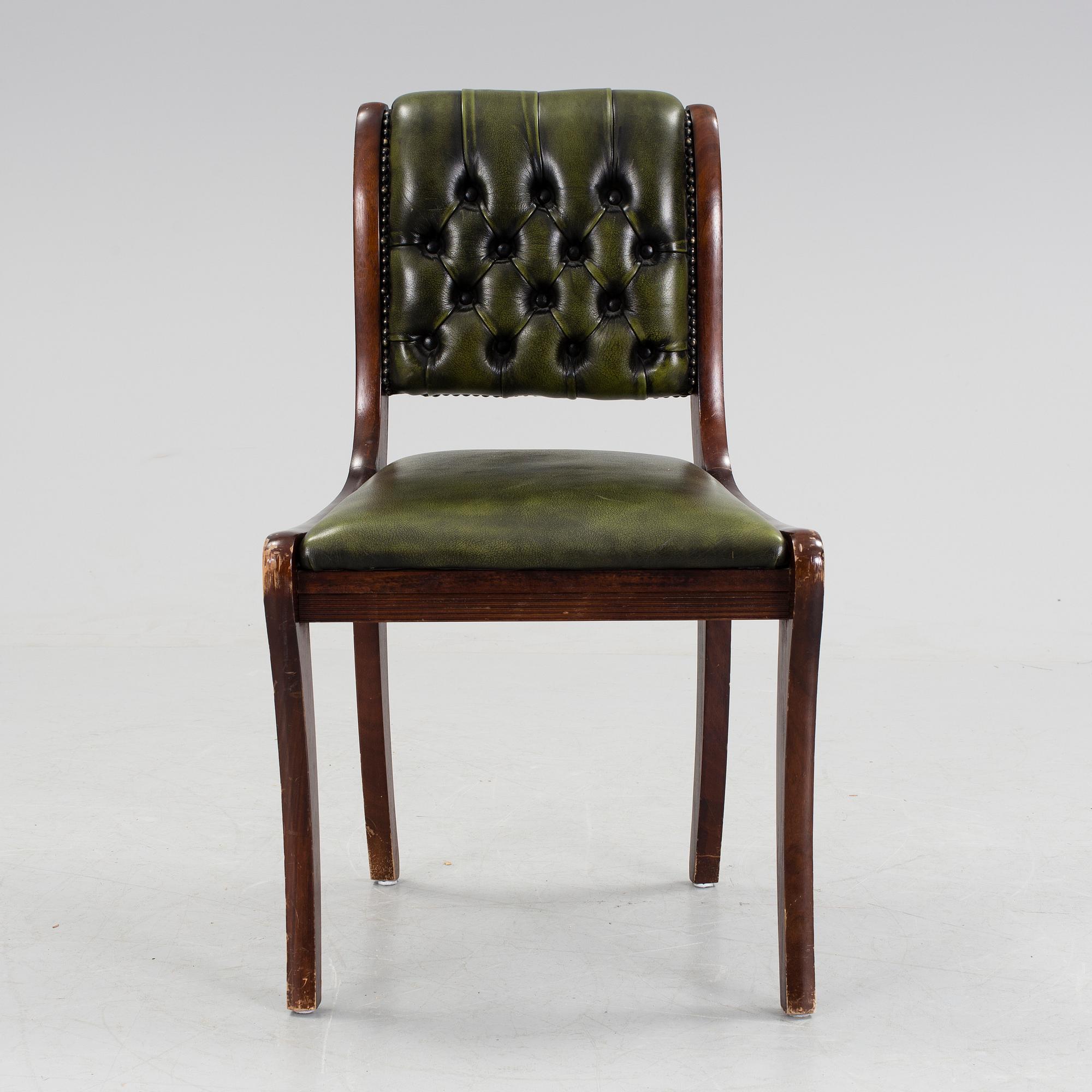 SKRIVBORD med STOL, engelsk stil, 1900-talets fjärde kvartal.