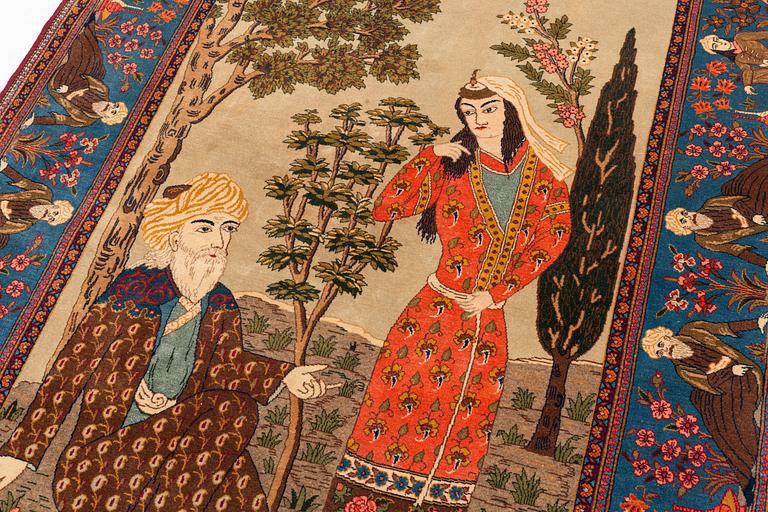 A Kashan, so called 'Dabir' rug, c. 225 x 130 cm.
