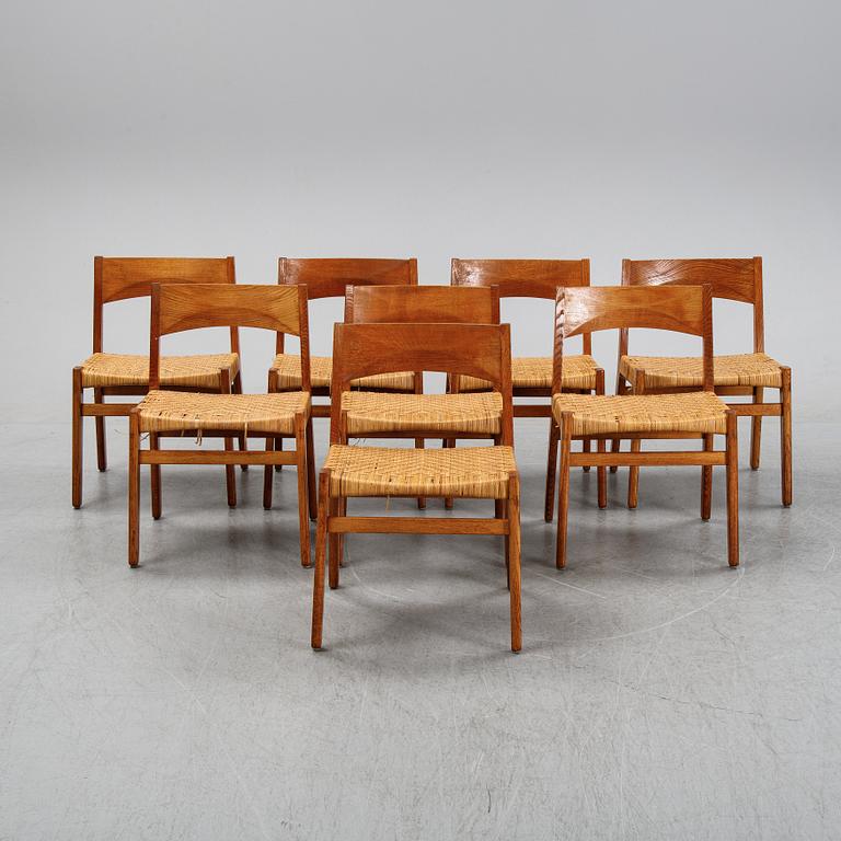 John Vedel Rieper, a set of eight oak chairs, Denmark. Designed 1962.