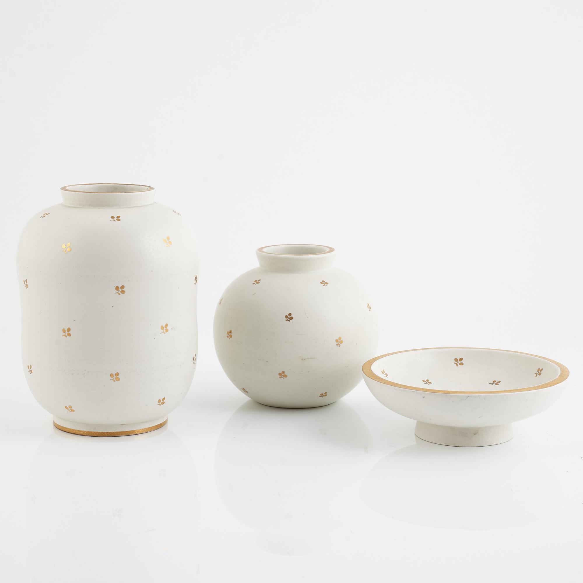 Wilhelm Kåge, "Carrara", 3 pieces, stoneware, Gustavsberg.