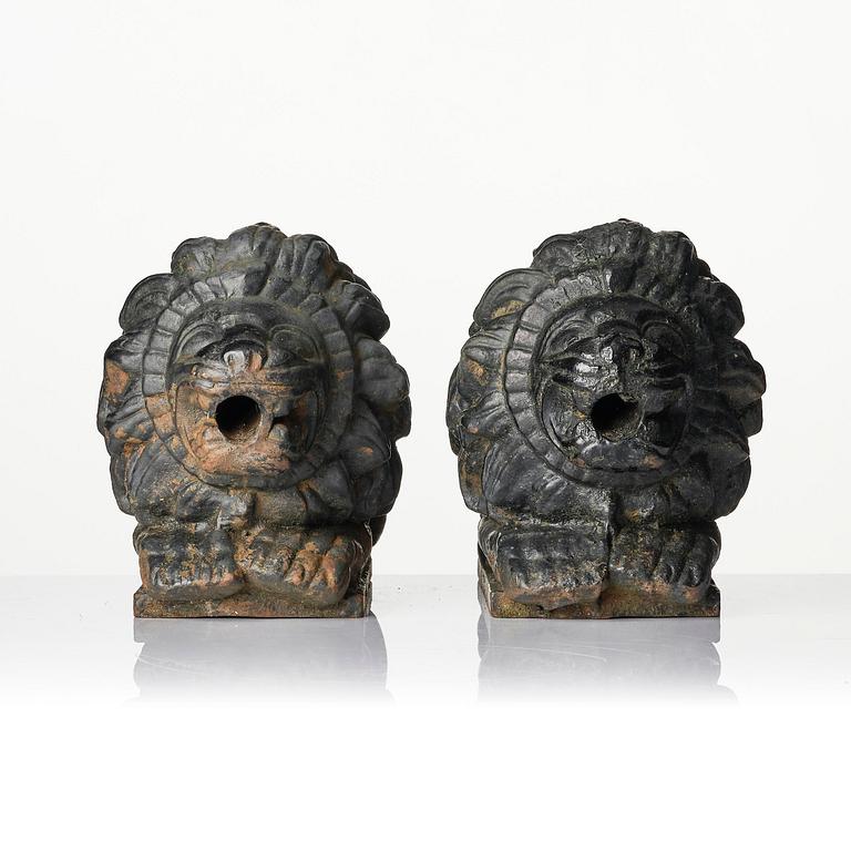 Anna Petrus, a pair of cast iron water spouts, Näfveqvarns bruk, Swedish Grace.