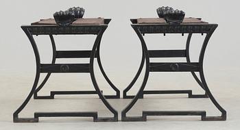 A pair of Åke Bensow cast iron tabourets, Näfveqvarn.