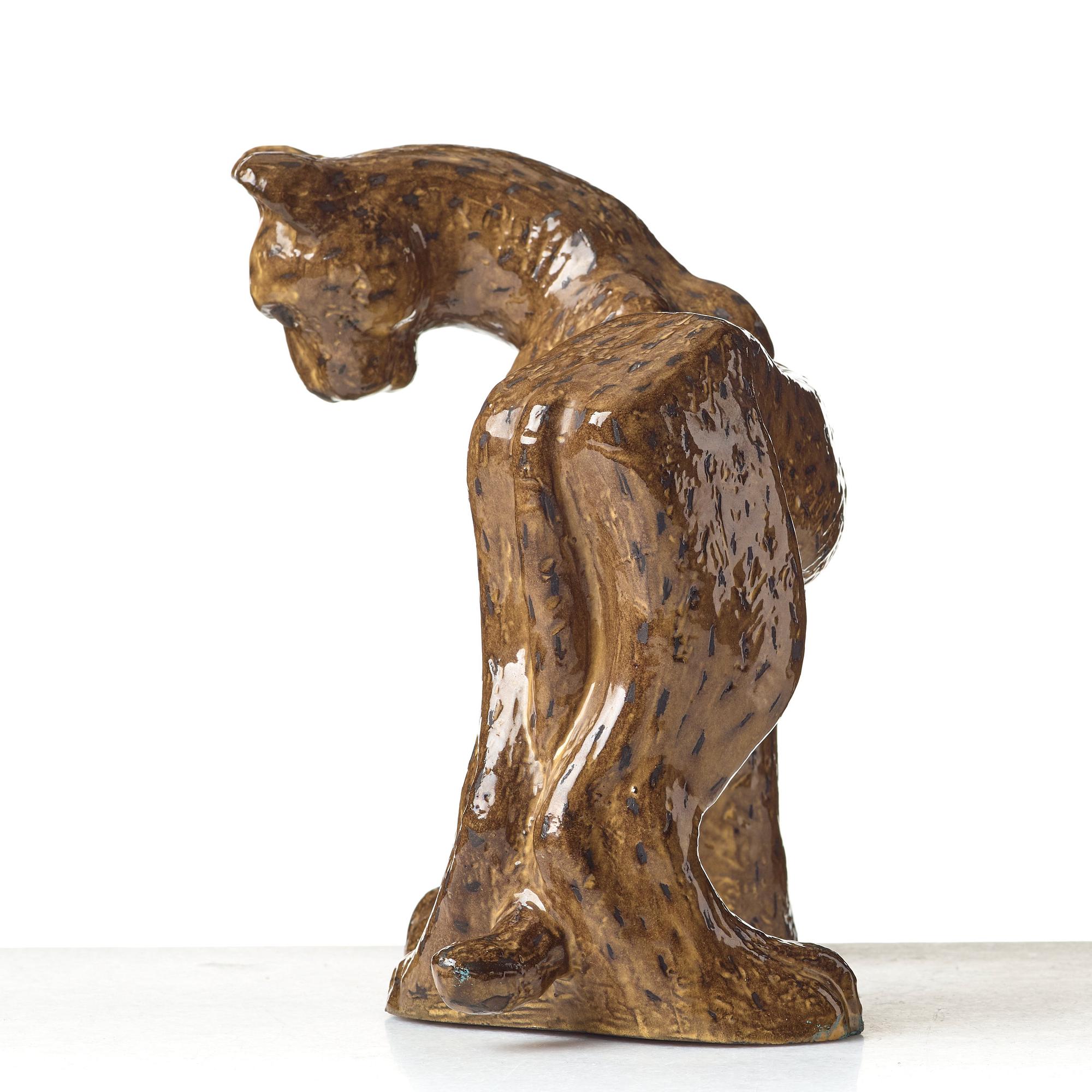 Vicke Lindstrand, skulptur, gepard, modell 3003, Upsala-Ekeby ca 1949.