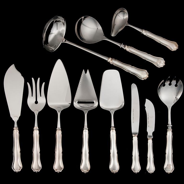 BESTICK, silver, 18 delar, "Chippendale, finska stämplar. 1970-90-tal.